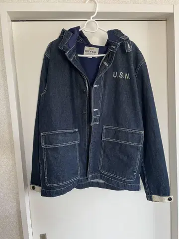 U.S.N. 휴스턴 후드 부착 데님 자켓