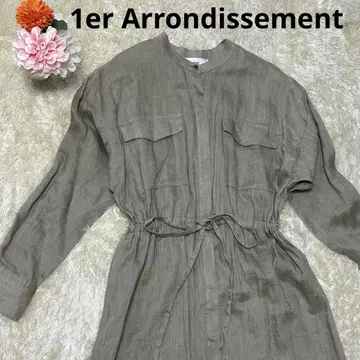 1er Arrondissement 노카라 원피스 린넨 허리 리본