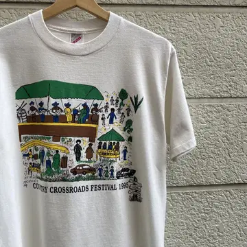 90s USA제 화이트 프린트 티셔츠 M 사이즈 손글씨풍 빈티지