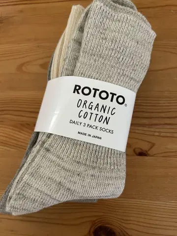 새상품 ROTOTO 3팩 삭스 L(27-29cm) ECRU/GRAY