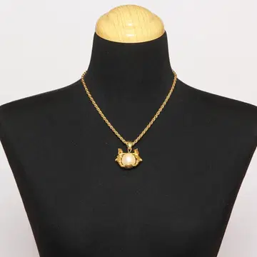 빈티지 천사와 빅 모조 진주 숏 목걸이 레트로