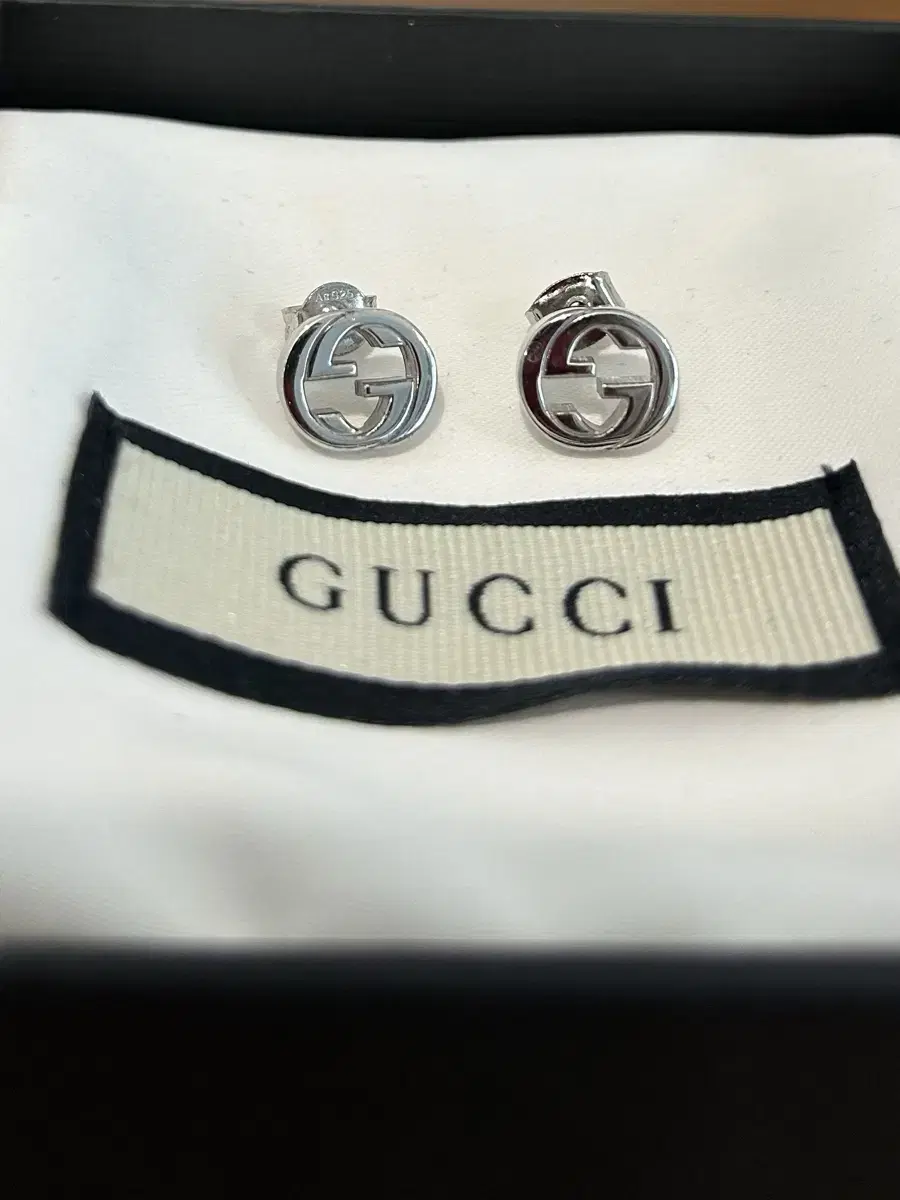 Gucci Interlocking G Silver Stud Earrings