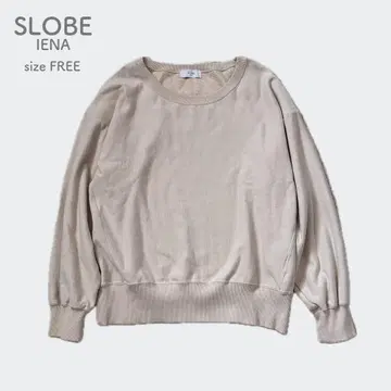 슬로브 이에나 뒷면 털이 있는 컴팩트 래글런 맨투맨 스웨트 베이지 기본