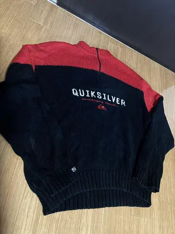 QUICKSILVER 90s 지퍼 니트 스웨터 블랙/레드