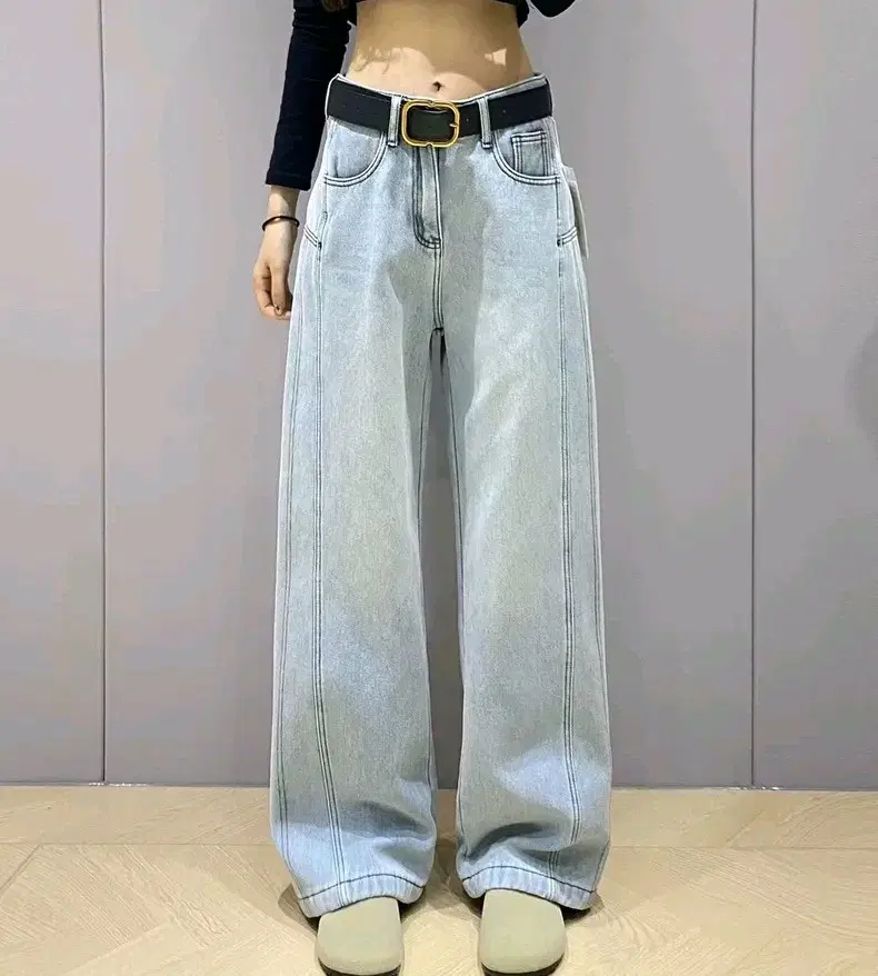 [S/M/L] 연청 일자바지 절개 사선 데님팬츠 청바지 데일리룩