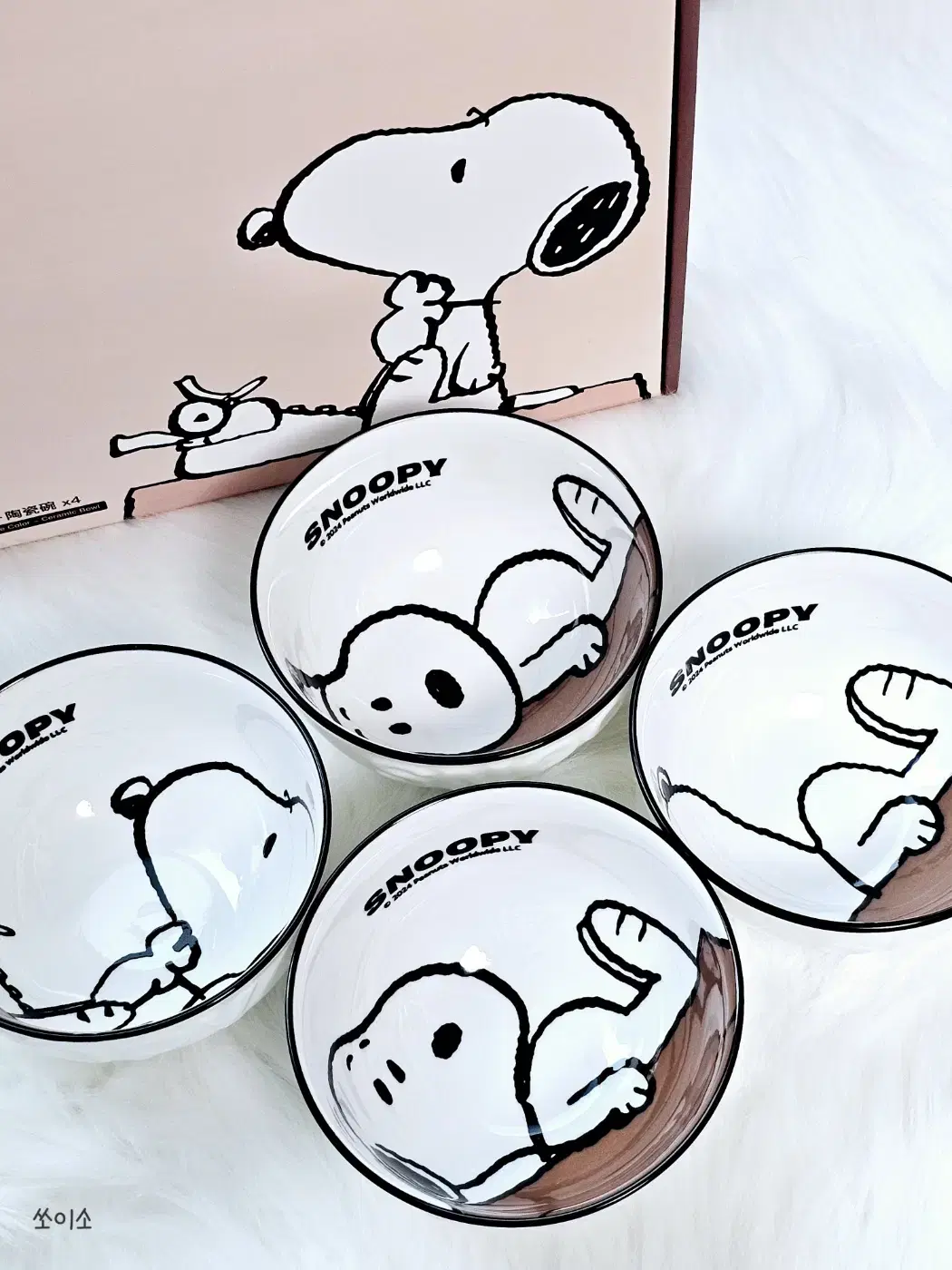스누피 세라믹 공기밥 4p세트