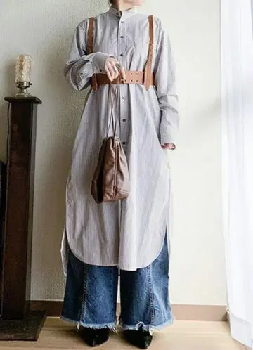 새상품급 6 ROKU STRIPE SHIRT ONE PIECE 원피스