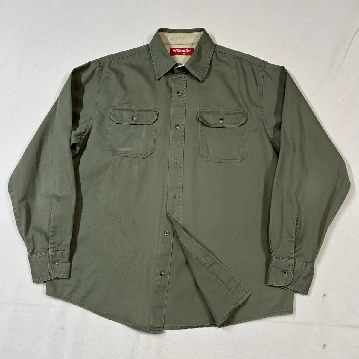 M) Wrangler 랭글러 투포켓 워크웨어 코튼 셔츠 올리브