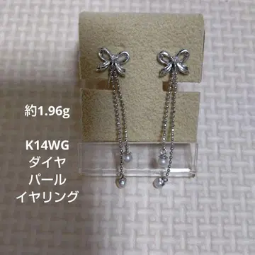 K14WG 다이아 펄 귀찌