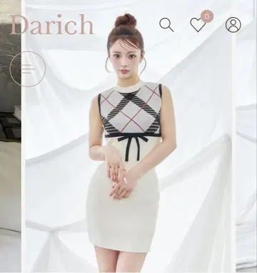 darich 체크 자카드 니트 미니 원피스 프리 사이즈 다리치