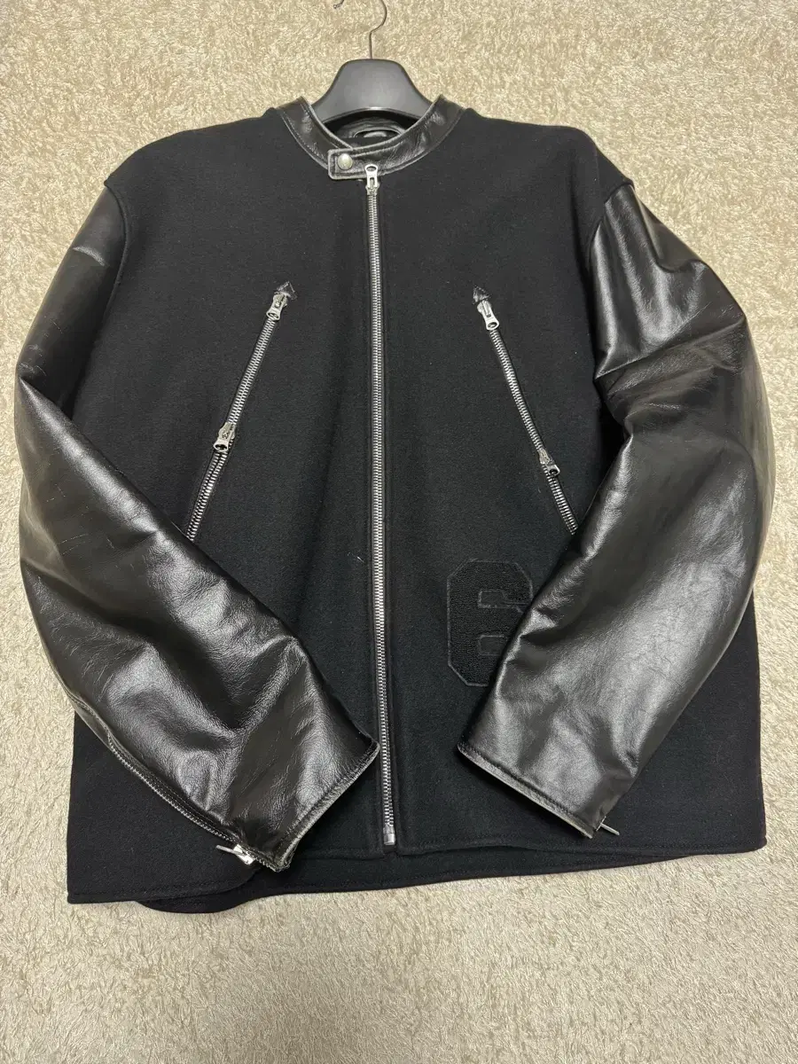 mm6 margiela leather wool varsity