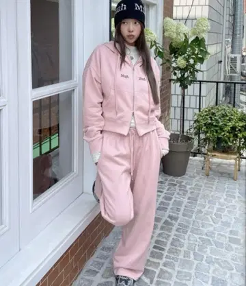 muah muah/무아무아 로고 스티치 와이드 밴딩 팬츠