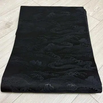 전통 패턴 후쿠로 오비 블랙 상복 오비 기모노