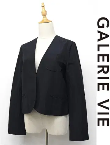 H491/ GALERIE VIE 노카라 자켓 린넨 실크 1 네이비