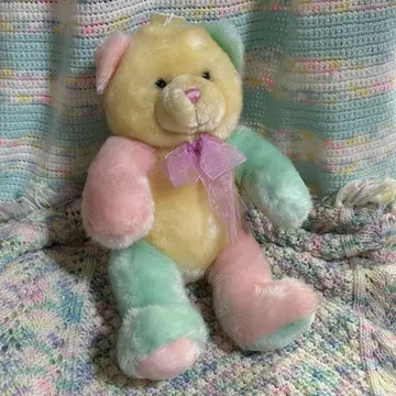 빈티지 파스텔 컬러 곰 봉제 인형