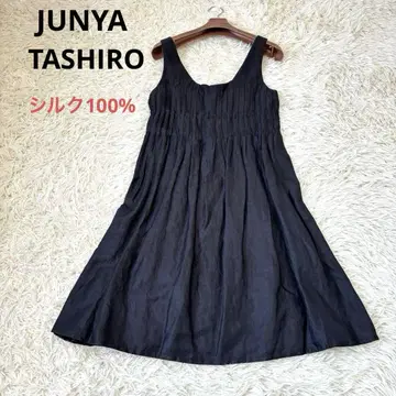 새상품급 Junya Tashiro 실크 100% 점퍼 스커트 블랙 플리츠