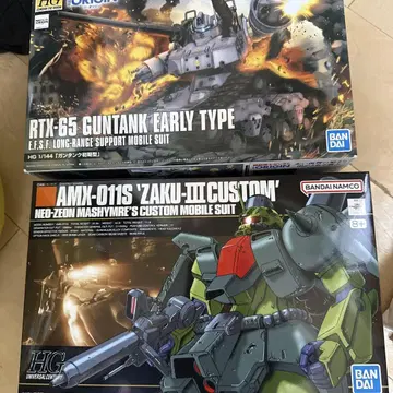 주말 HG 건탱크 초기형 오리진 & HGUC 자쿠 III 개