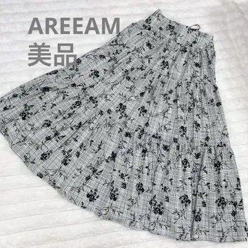 새상품급 AREEAM 아림 꽃무늬 체크 롱 캉캉 스커트