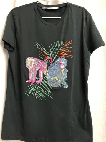 SPORTMAXCODE 원숭이 자수 반팔 티셔츠 블랙 L 사이즈