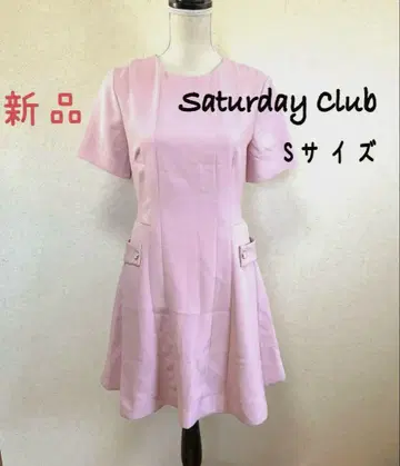 택 포함 새상품 Saturday Club 반팔 버튼 원피스 핑크 S