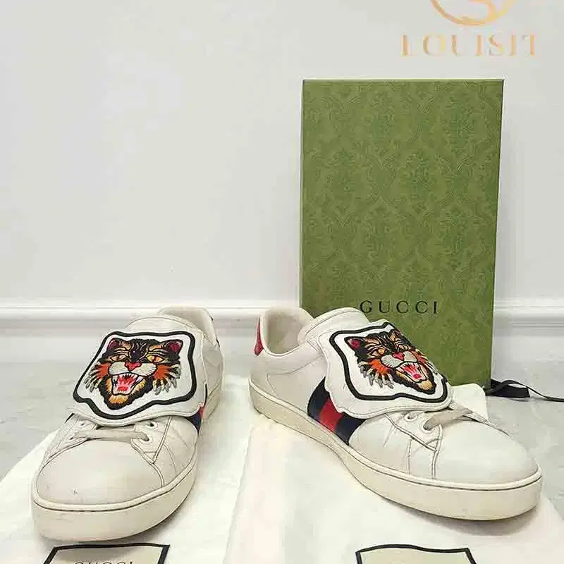 [10] 구찌 화이트 앵그리캣 패치 에이스 스니커즈