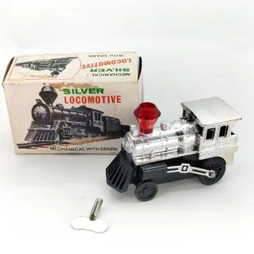 당시의 물건 레트로 기관차 태엽 완구 SILVER LOCOMOTIVE