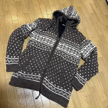 미사용 새상품 네팔제 북유럽 무늬 울 후드티