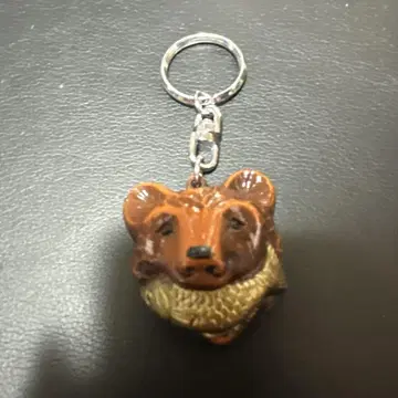 곰 머리 디자인 키링 나침반 포함