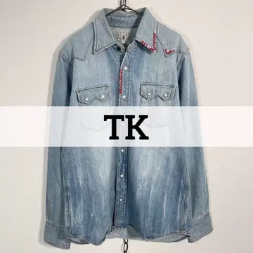 00s TK 빈티지 스티치 데님 웨스턴 셔츠 사이즈 4 Y2K