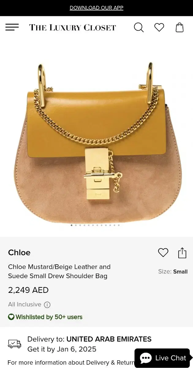 Chloe Gold Hardware Drew Crossbody Bag