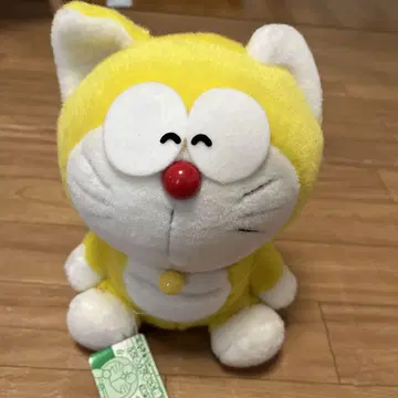 초레어 원조 도라에몽 고양이 귀 노랑 컬러 부루부루 봉제 인형