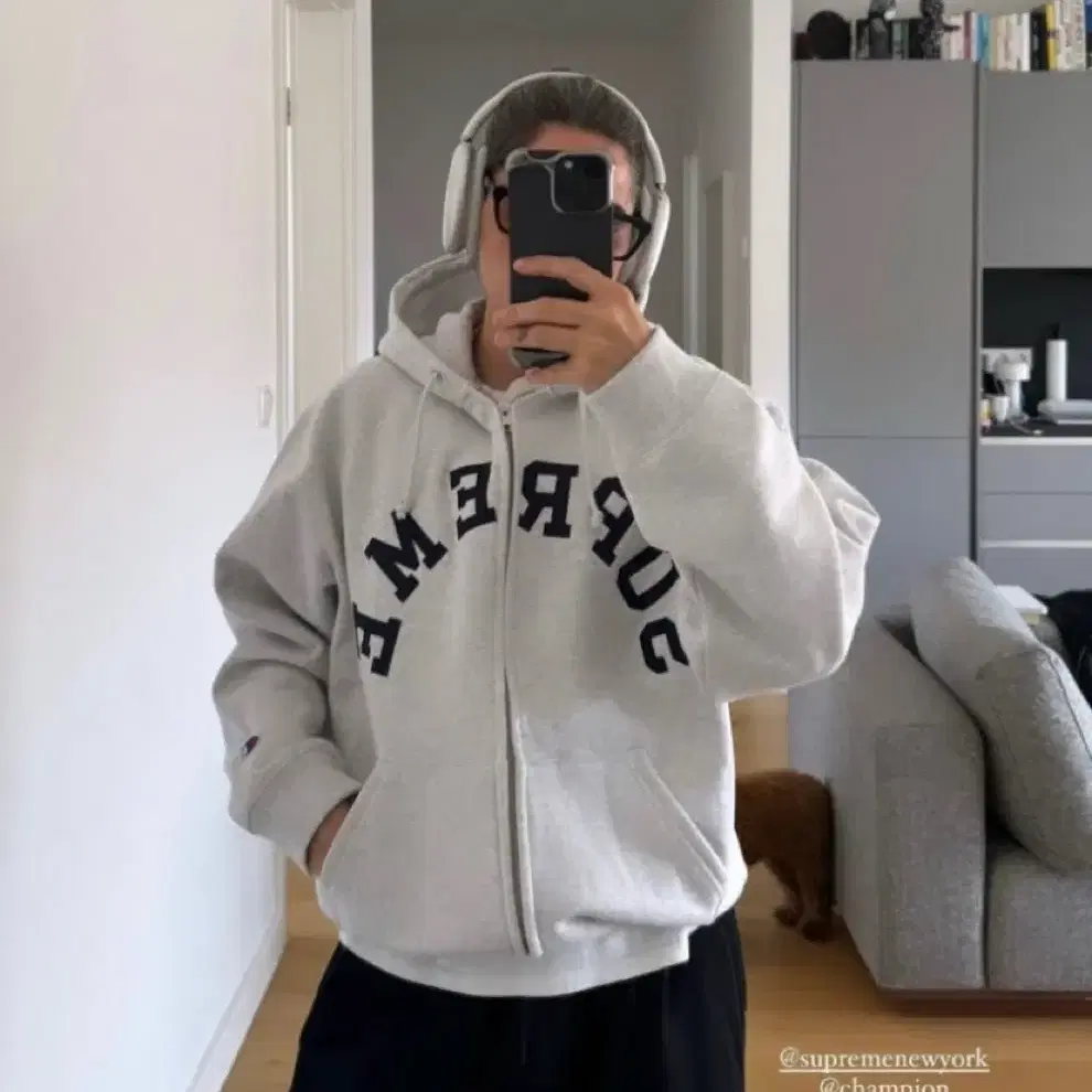 슈프림 챔피온 후드집업 L