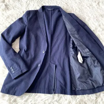 Zara Man 테일러드 자켓 시어서커 네이비