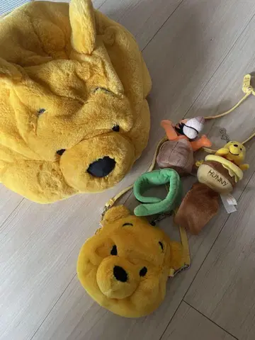 푸우 시밀러룩 세트 봉제 인형 후드, 파우치, 팔찌