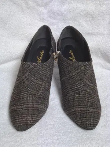 부티 슬림 레그 7cm 힐 체크