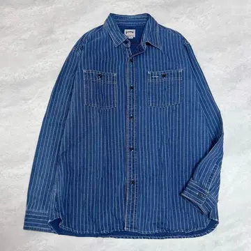 휴스턴 스트라이프 긴팔 데님 셔츠 워크 셔츠 2XL 사이즈