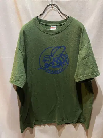 SEA BEES 로고 티셔츠 올리브 그린 반팔