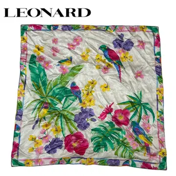 LEONARD(레오나르) 꽃무늬 실크 스카프 대형 새 / 화이트