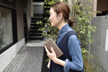 OURHOME 슬림한 가죽 장지갑 리치 베이지