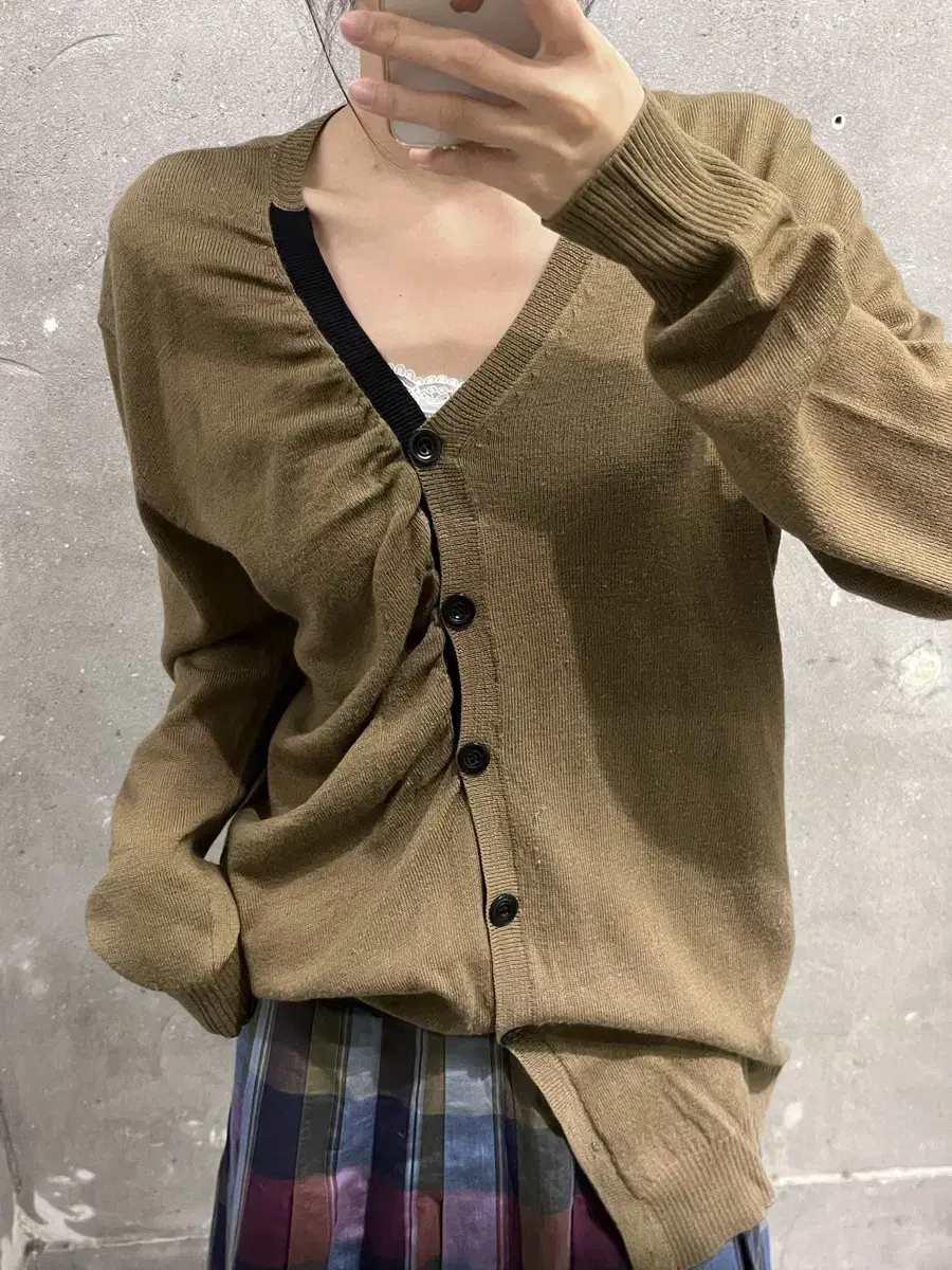 Dries van Noten 드리스반노튼 언발란스 브라운 가디건