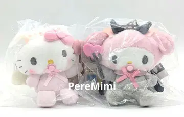 산리오 봉제 인형 키체인 천사 악마 키티 마이멜로디 2개 세트