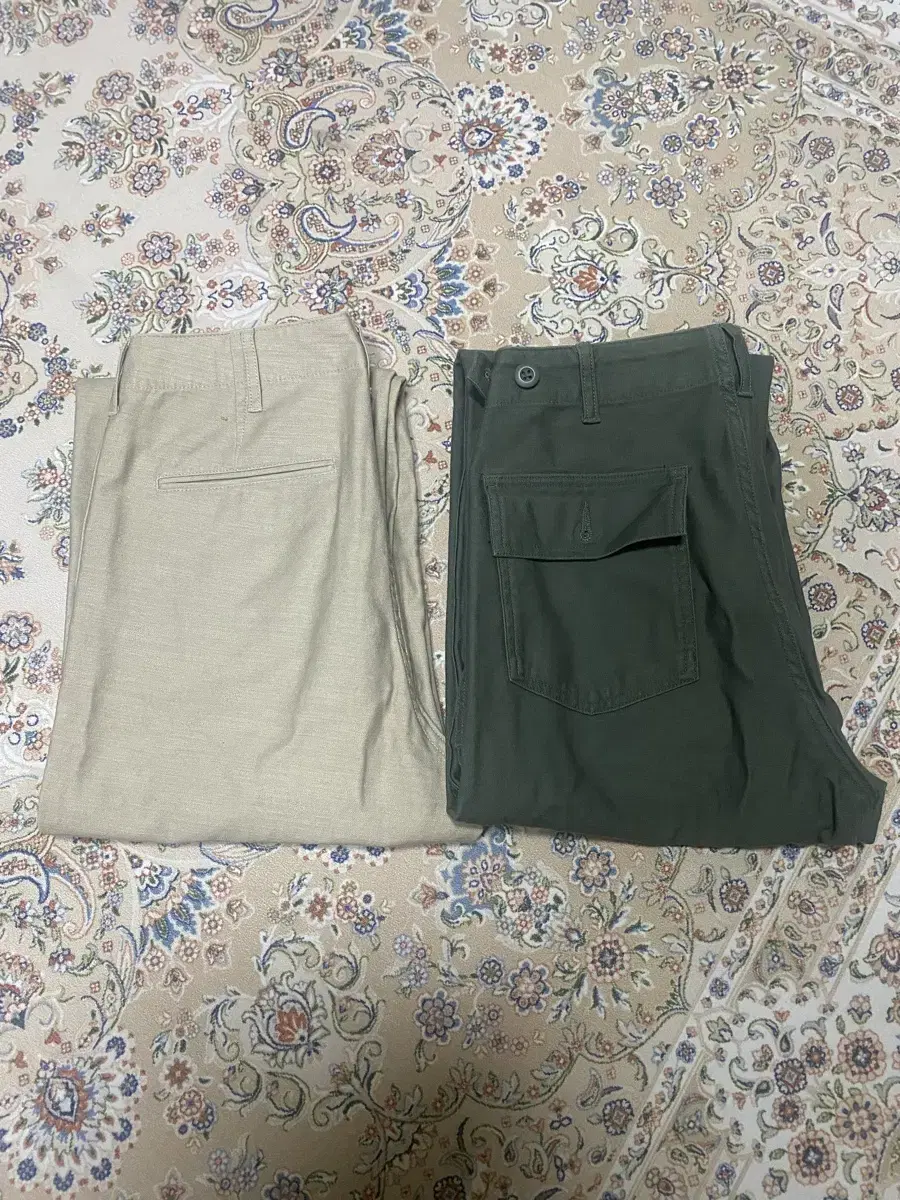 무신사 스탠다드 무탠다드 백사틴 오피서 베이지, 퍼티그 카키 26 사이즈
