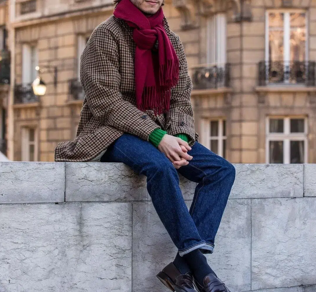 lew Forme Harris Tweed Gunclub Check Balmacaan Coat (Drake's, Beams Plus Fabric)
