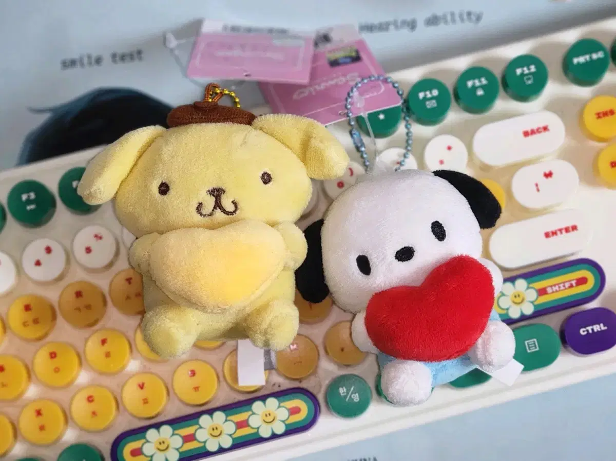 폼폼푸린+포챠코 8cm 봉제인형 가방걸이
