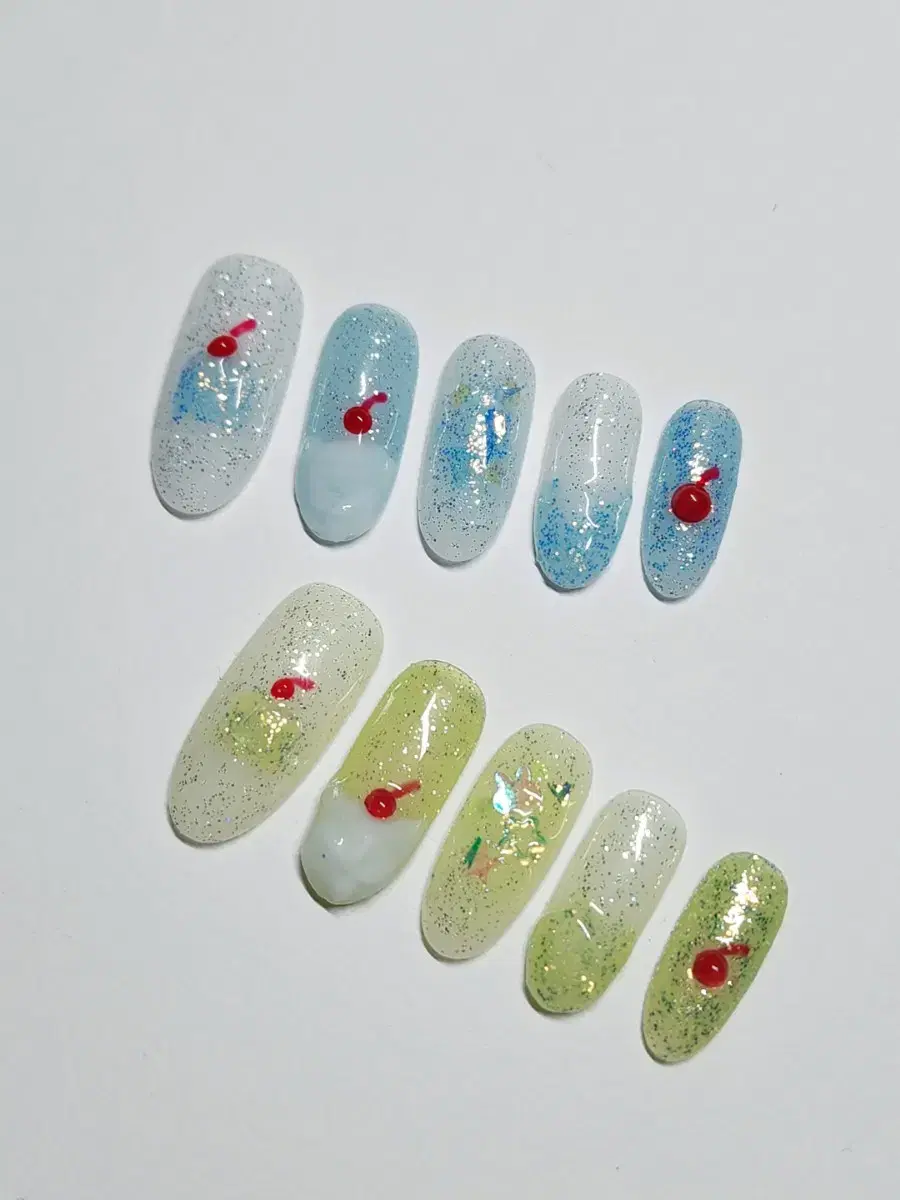 *Free Shipping* Melon Soda Soda Nail Cream Soda Cherry Handmade Nail Tips