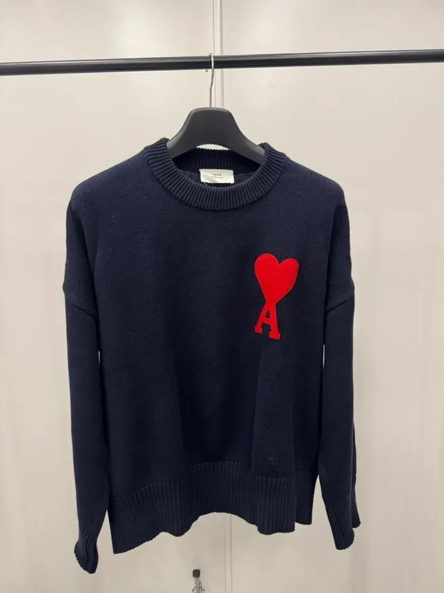 [Authentic] Ami Big Logo Navy Knit L