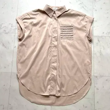 BRUNELLO CUCINELLI 모니레 장식 슬리브리스 셔츠 코튼