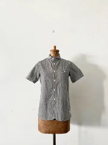maillot 그레이 화이트 깅엄 체크 셔츠 코튼 사이즈 0