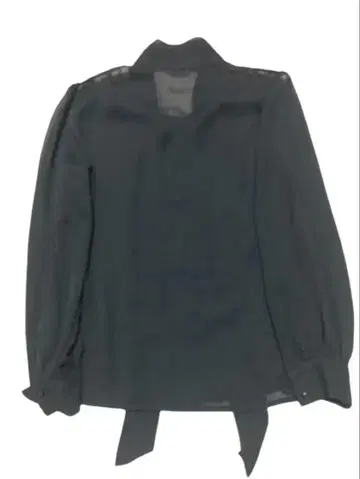 00s 빈티지 블랙 쉬폰 레이스 긴팔 셔츠 모드 y2k