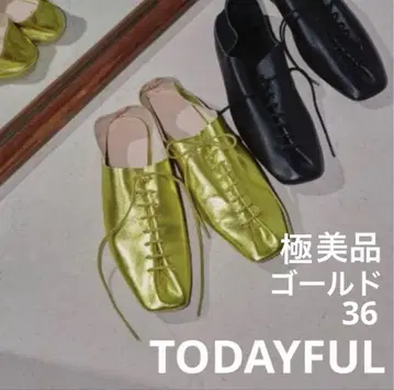 컨디션 최상 Laceup Leather Shoes 골드 투데이풀